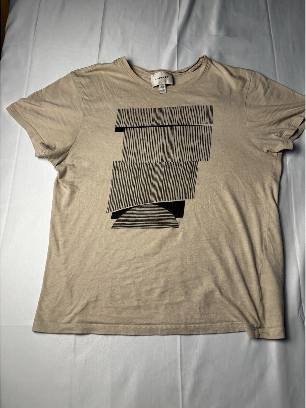 Industry Men's Abstract Graphic Beige T-Shirt Medium